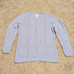 Vintage Christopher & Banks Periwinkle Blue Lavender Purple Eyelet Knit Sweater
